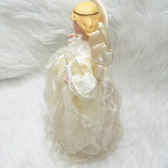 Vintage Angel Christmas Tree Topper Lighted Lace - Picture 7 of 15